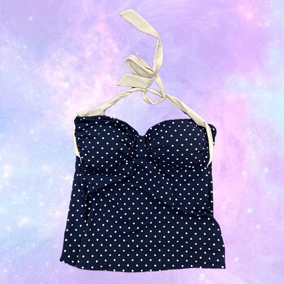 the most adorable vintage blue and white 60s polka dot halter top - Picture 1 of 1